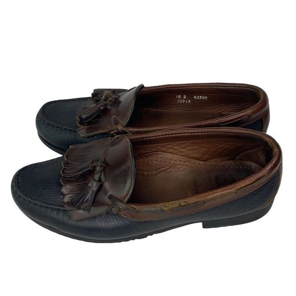 Allen Edmonds Nashua Loafers Men's 10 Brown Black Leather Tassels Slip On Shoe - Picture 3 of 9